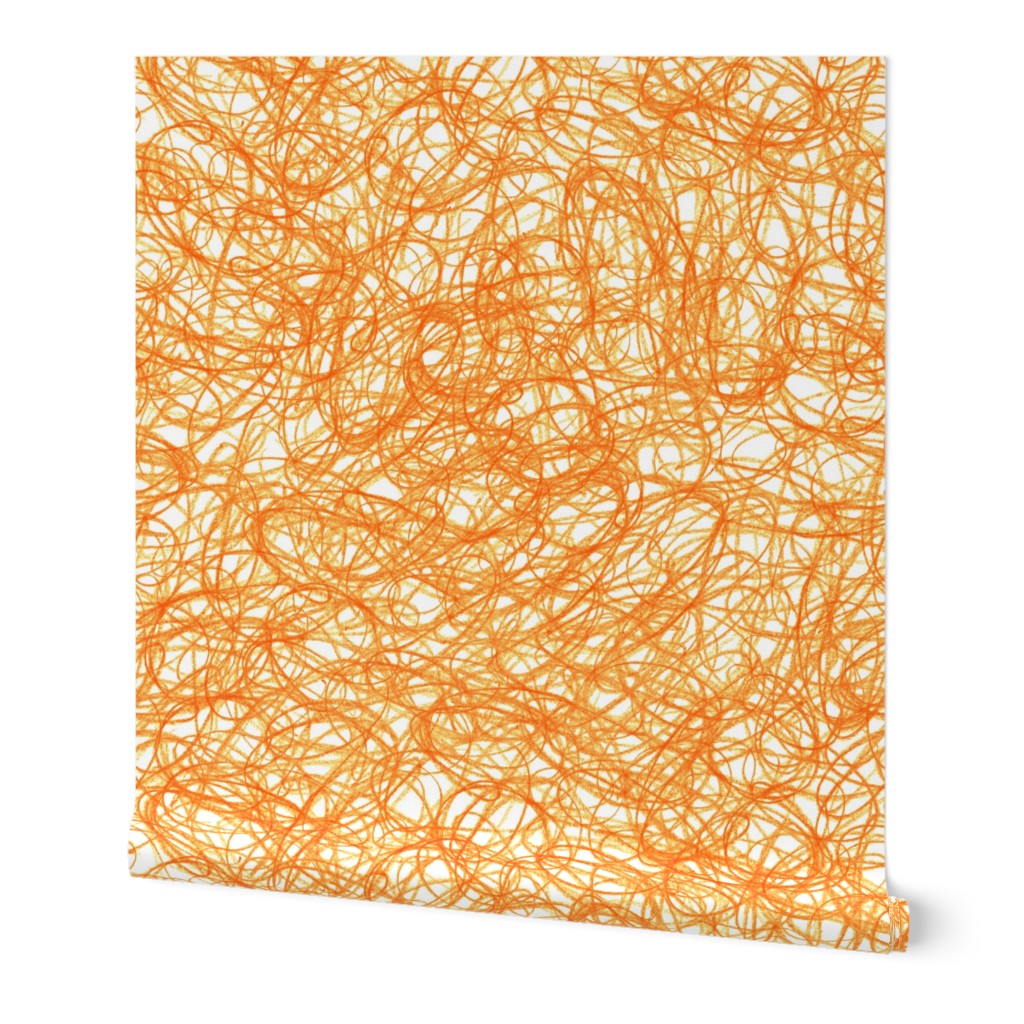 cosmic threads - solar orange crayon scribble