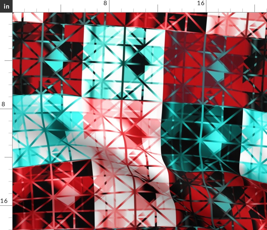 Diamond Quilt Red Black Aqua