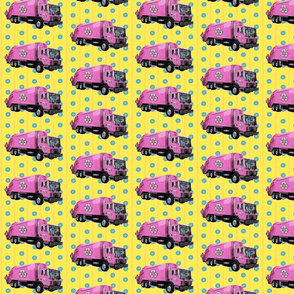 Pink Trash Garbage Trucks Yellow Stripe Small