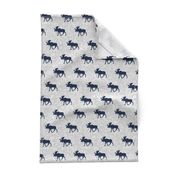 navy moose on light grey linen