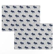 navy moose on light grey linen