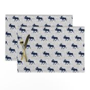 navy moose on light grey linen