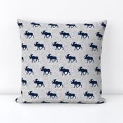 navy moose on light grey linen