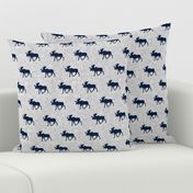 navy moose on light grey linen