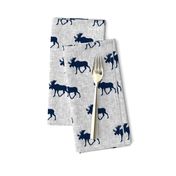 navy moose on light grey linen