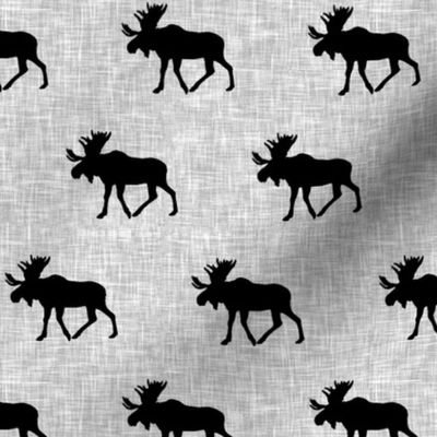 black moose on light grey linen (small scale)