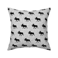 black moose on light grey linen (small scale)