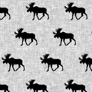 black moose on light grey linen (small scale)