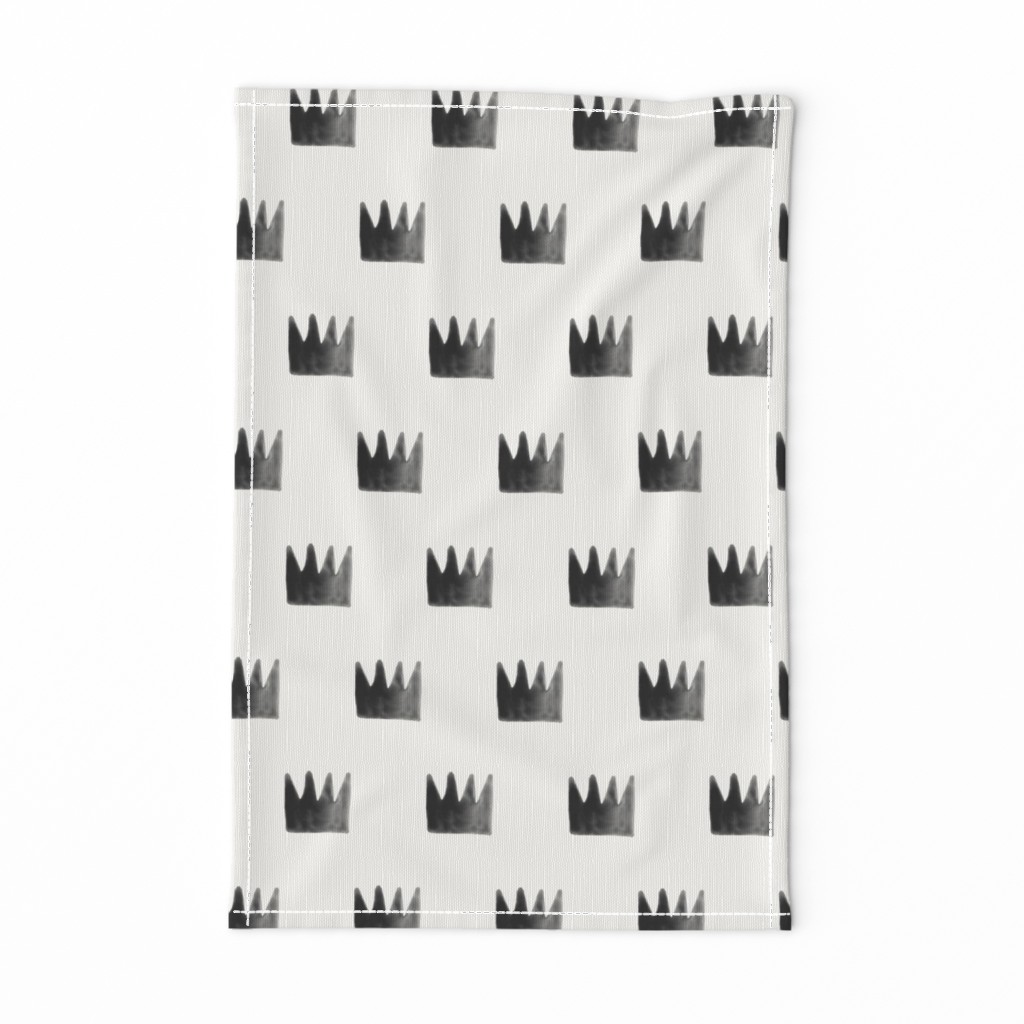 Watercolor crowns - monochrome black and white watercolor