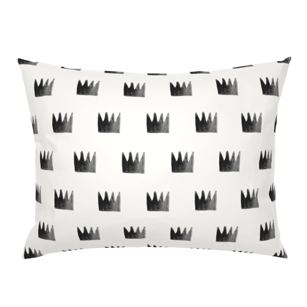 Watercolor crowns - monochrome black and white watercolor