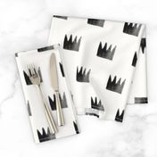 Watercolor crowns - monochrome black and white watercolor