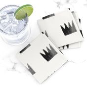 Watercolor crowns - monochrome black and white watercolor