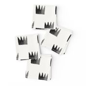 Watercolor crowns - monochrome black and white watercolor