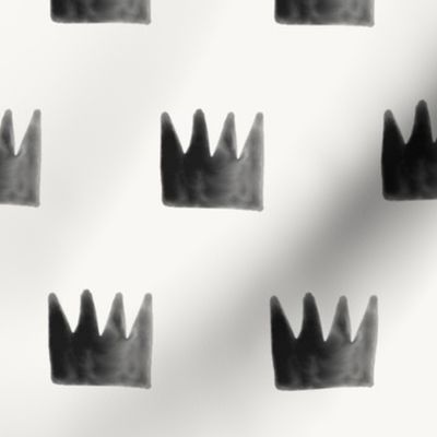 Watercolor crowns - monochrome black and white watercolor