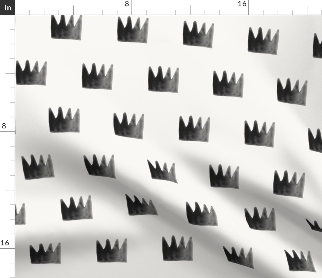 Watercolor crowns - monochrome black and white watercolor