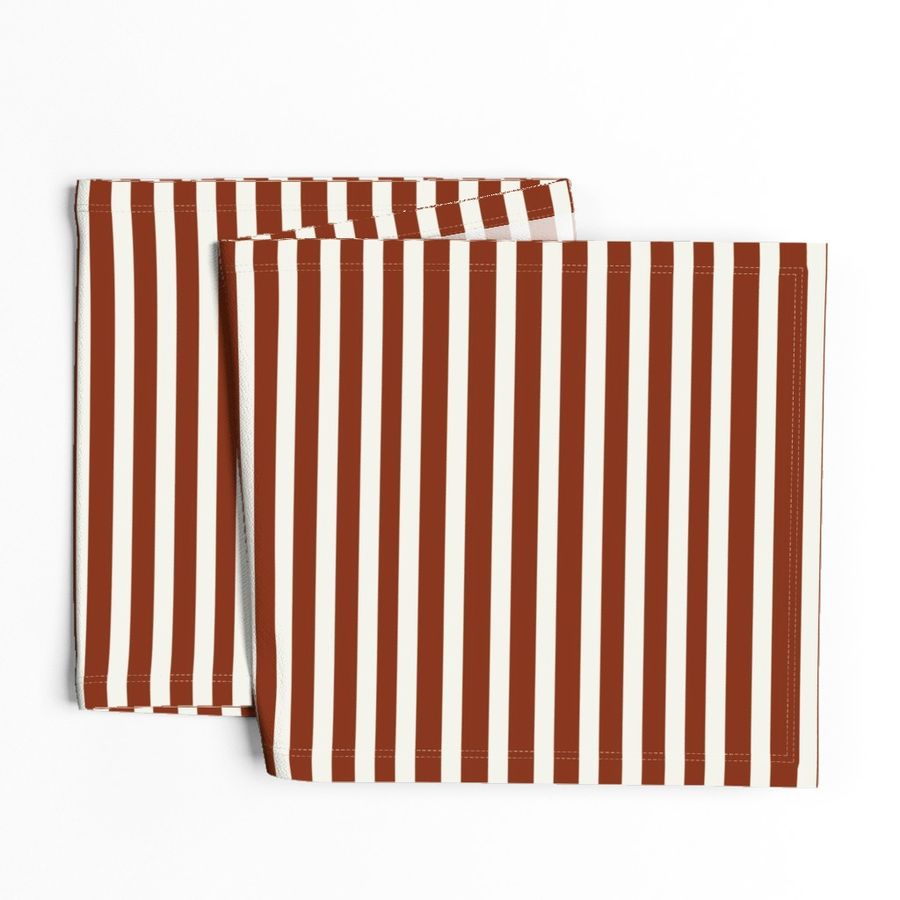 Stripes - rusty red and Ivory, horizontal stripes, potters clay || by sunny afternoon