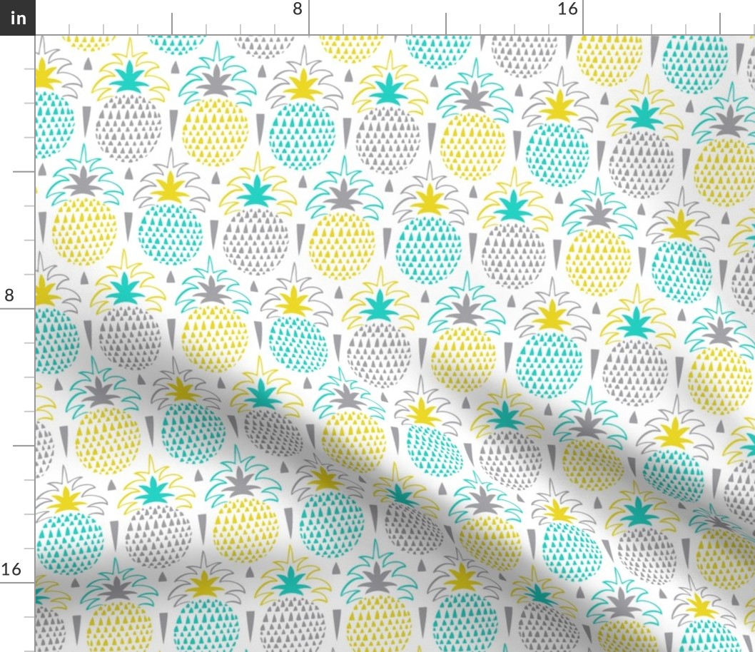 Fresh Picked - Summer Pineapple Geometric Aqua Yellow