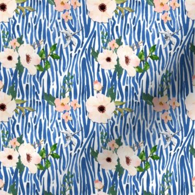 White Floral Shibori - Blue