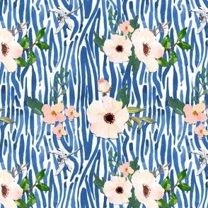 White Floral Shibori - Blue