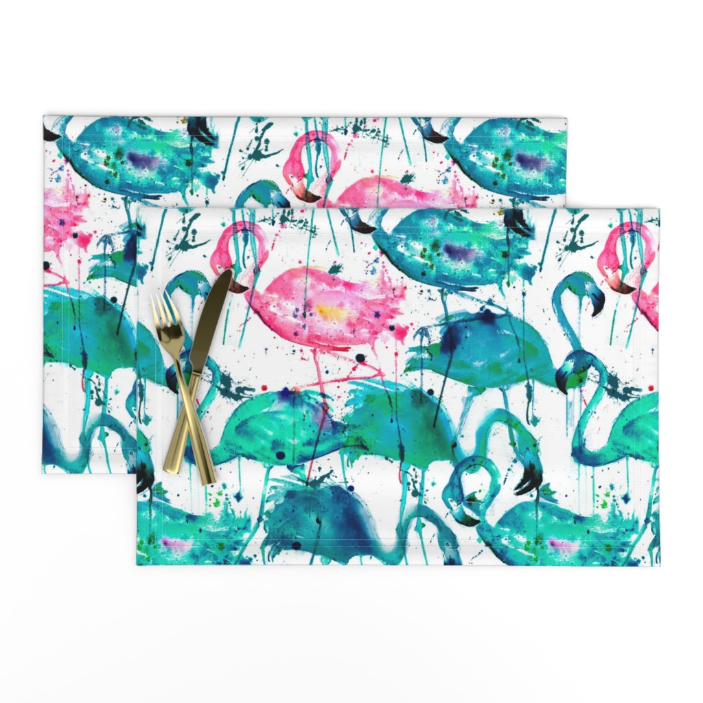 flamingos making a splash in teal!