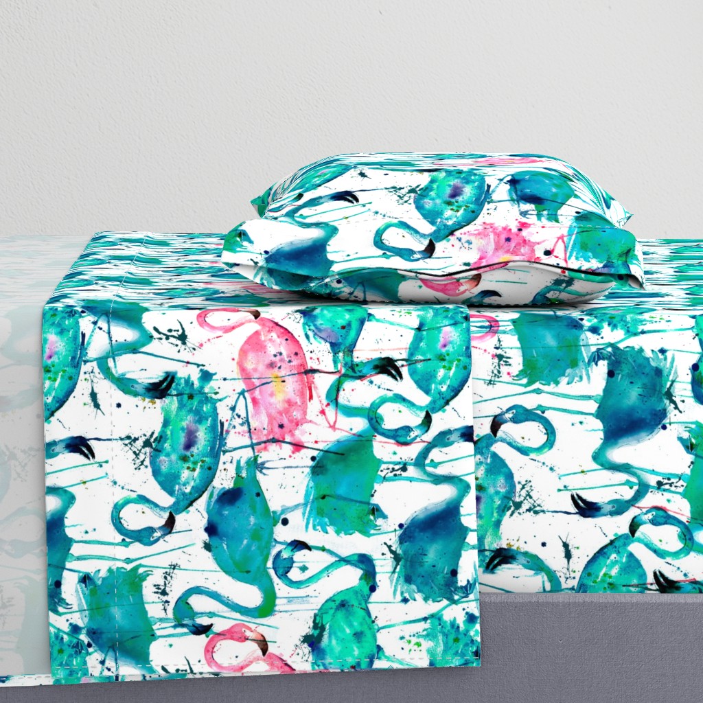 flamingos making a splash in teal!