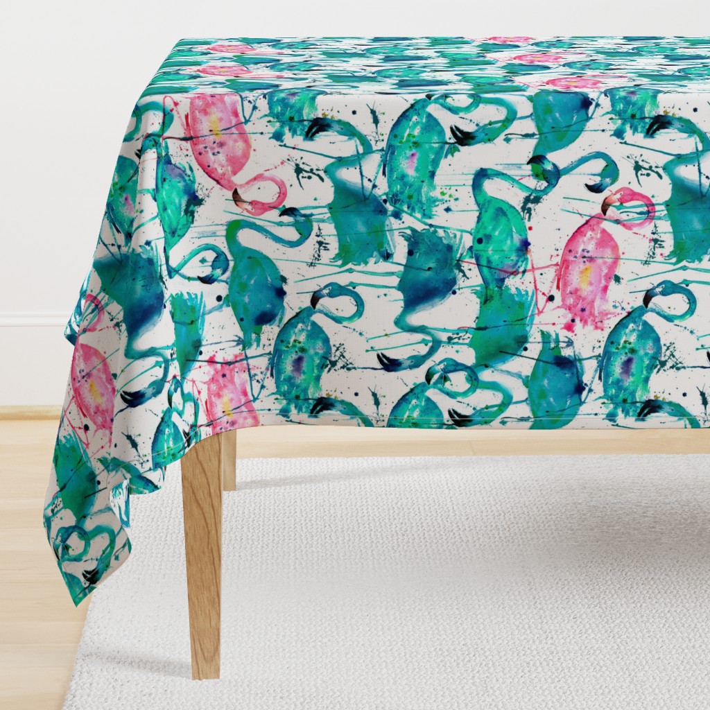 flamingos making a splash in teal!