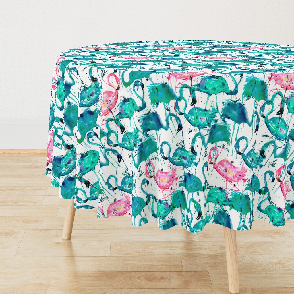 flamingos making a splash in teal!