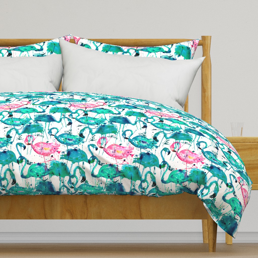 flamingos making a splash in teal!