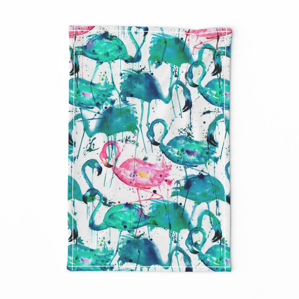 flamingos making a splash in teal!