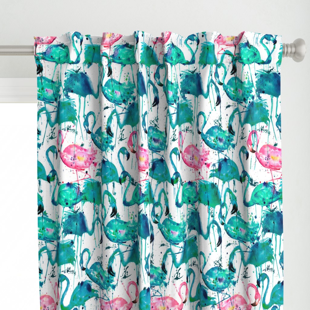 flamingos making a splash in teal!