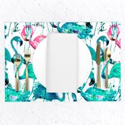 flamingos making a splash in teal!