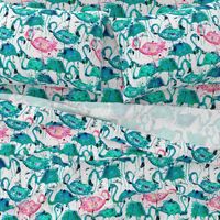 flamingos making a splash in teal!