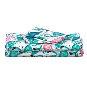 flamingos making a splash in teal!