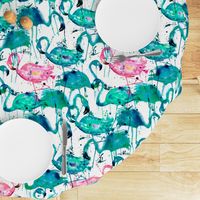 flamingos making a splash in teal!