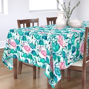 flamingos making a splash in teal!