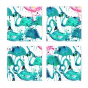 flamingos making a splash in teal!