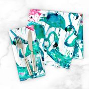 flamingos making a splash in teal!