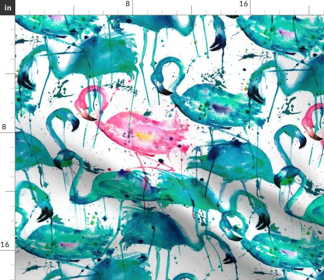 flamingos making a splash in teal!