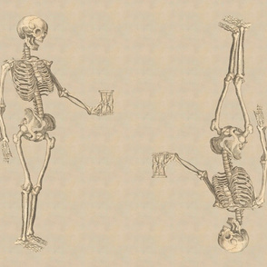 Fat Quarter Double Skeletons on Parchment