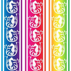 Seahorse Stripe White on Rainbow