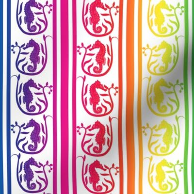 Seahorse Stripe Rainbow on White