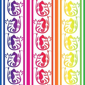 Seahorse Stripe Rainbow on White