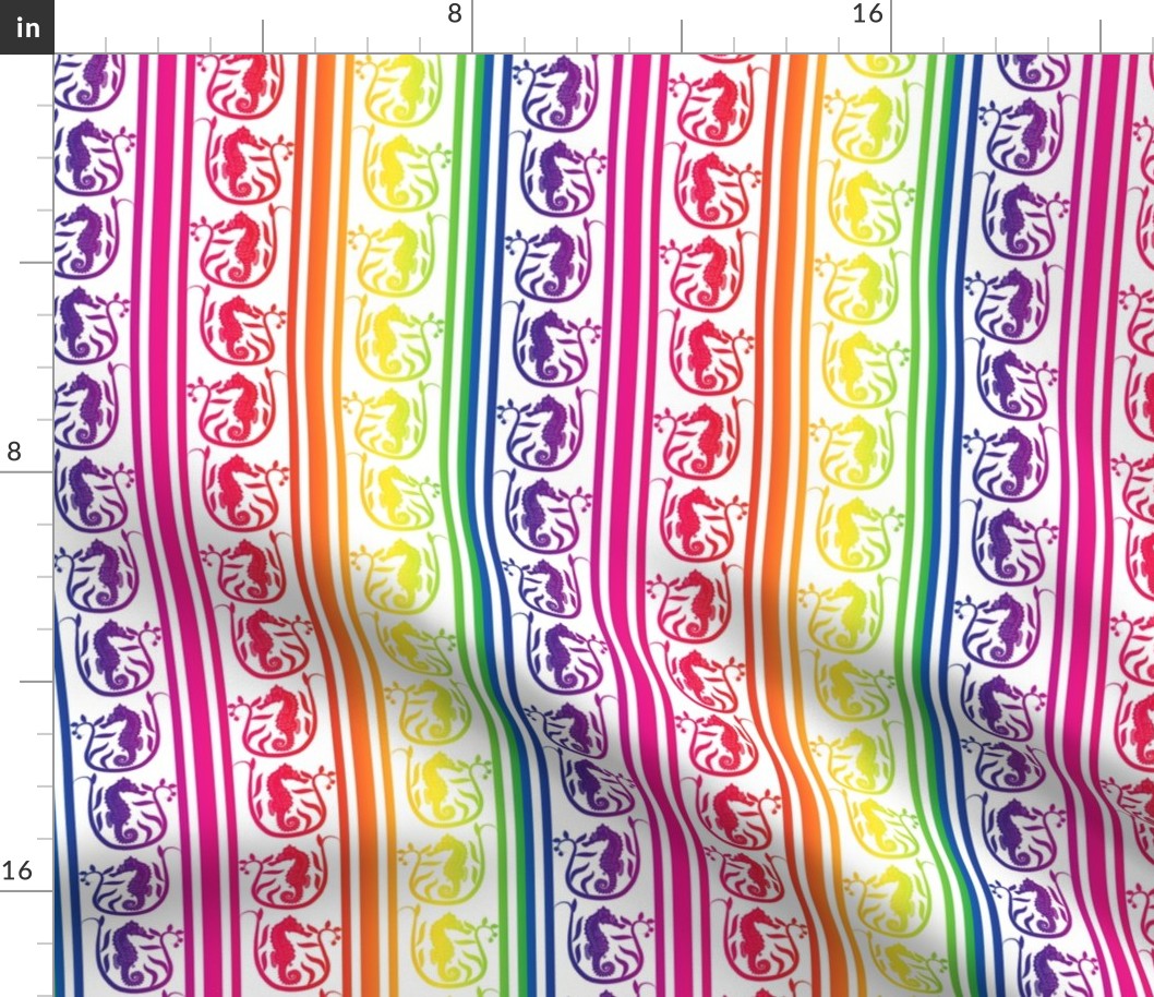 Seahorse Stripe Rainbow on White