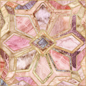 Geometric Gilded Stone Tiles in Blush Pink, Peach and Coral