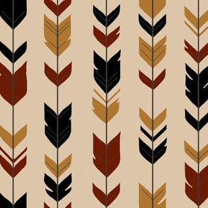 Arrow Feathers - Khavi Wood - tan,black,gold,maroon