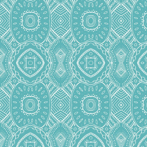 Lace-like Design White on Teal - vertical