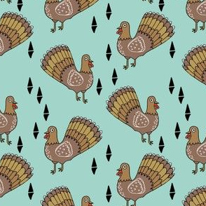 thanksgiving turkey // turkey trot cute thanksgiving mint fabric for kids cute bird birds fall autumn