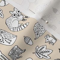 autumn animals woodland // off-white cream sand kids acorn owl deer fox raccoon owls acorns kids fall autumn