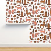 autumn animals // woodland forest kids acorns woodland log hedgehog autumn leaves brown peach coral kids cute autumn 