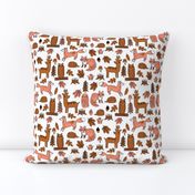 autumn animals // woodland forest kids acorns woodland log hedgehog autumn leaves brown peach coral kids cute autumn 